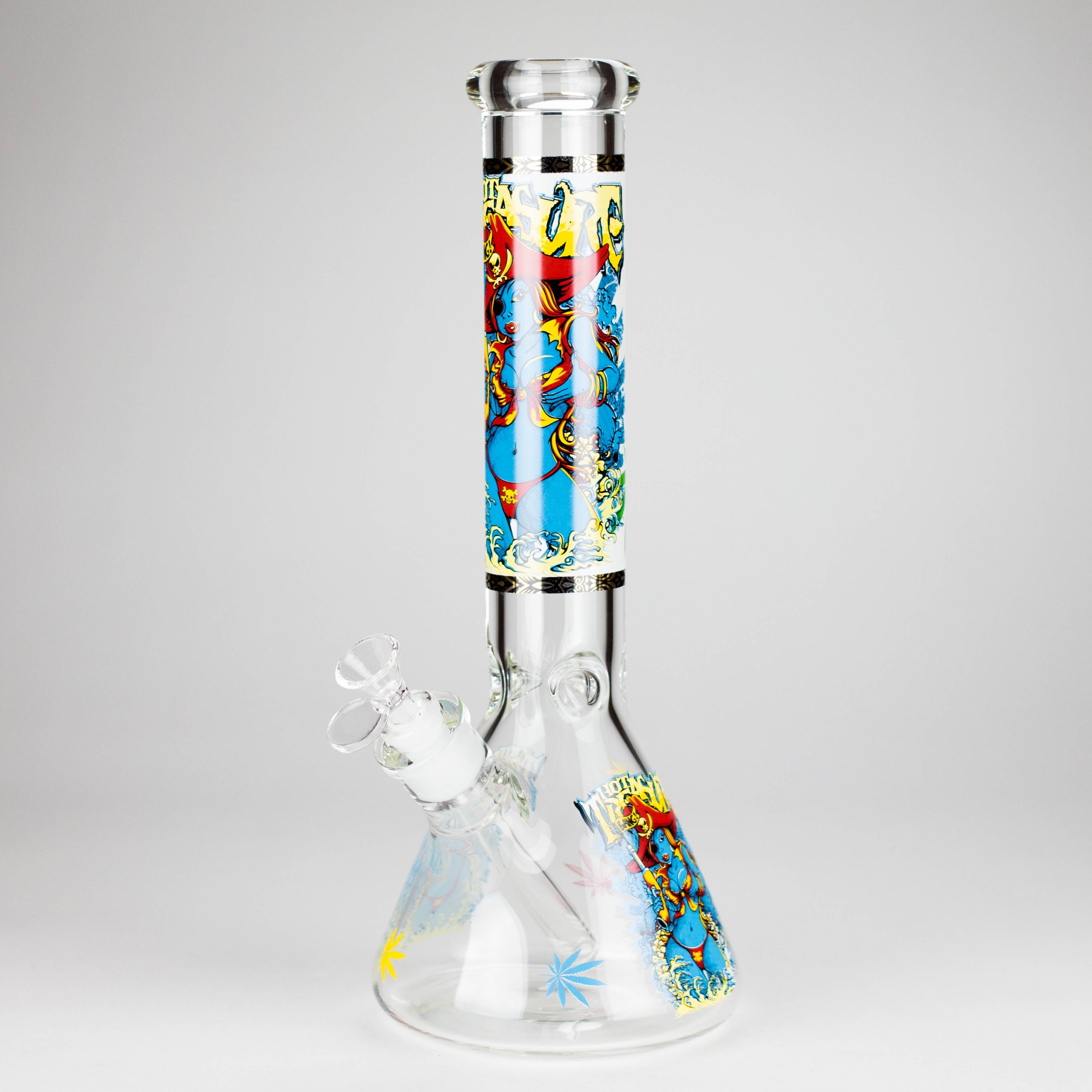 14" 7 mm Glass Bong With Pirate Design