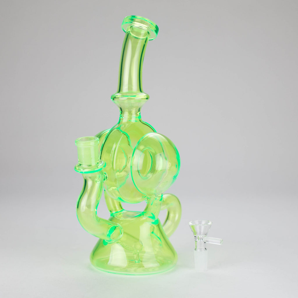 11″ Slim Green Recycler Glass Bong [C8033]
