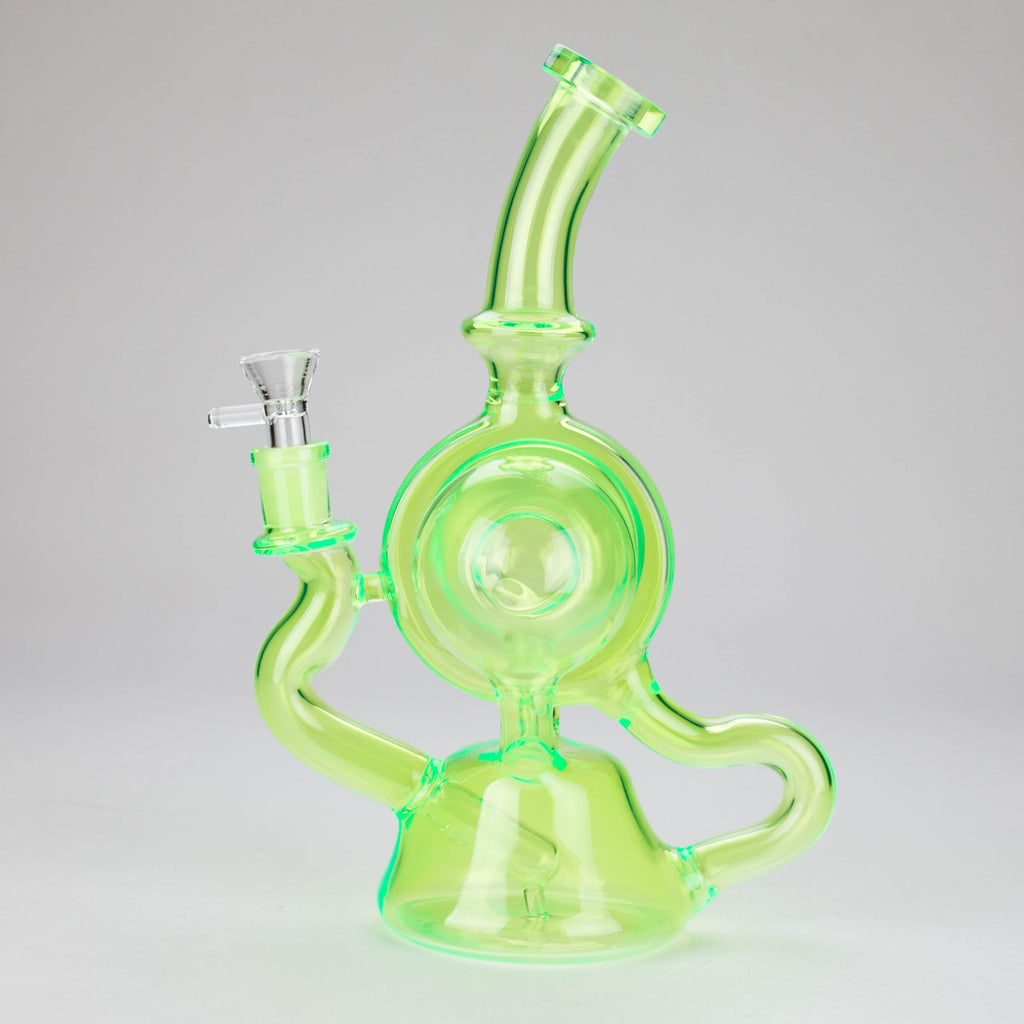 11″ Slim Green Recycler Glass Bong [C8033]