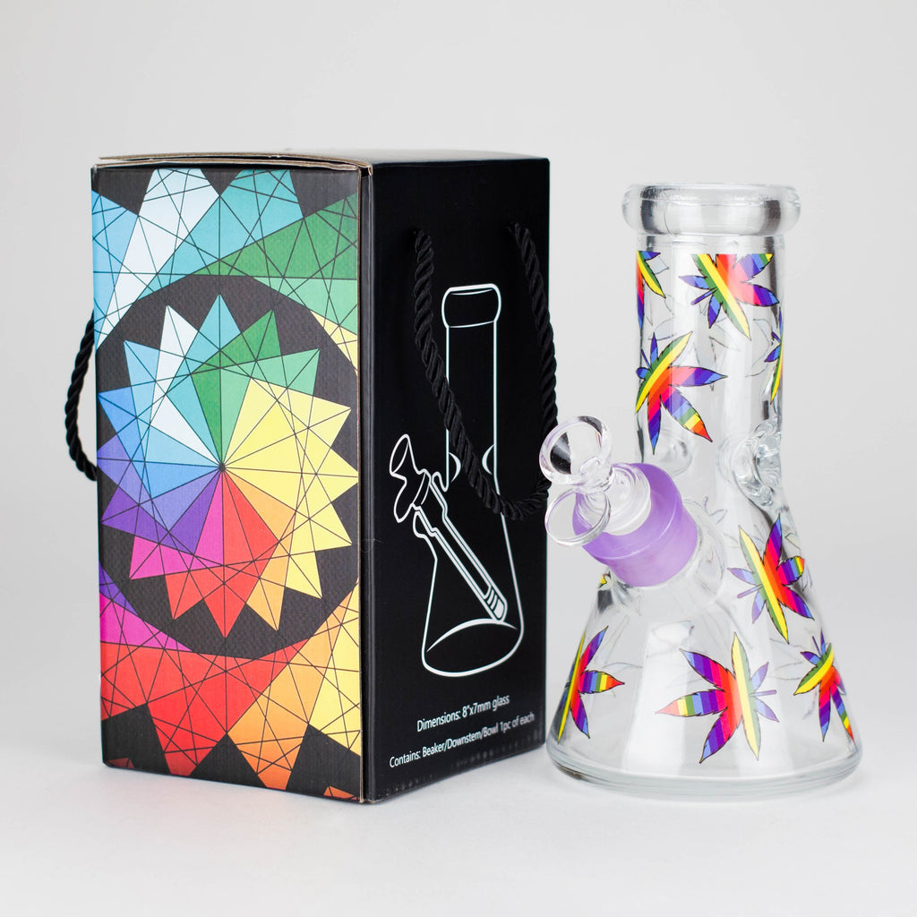 8" Soft glass beaker water bong [M08407]