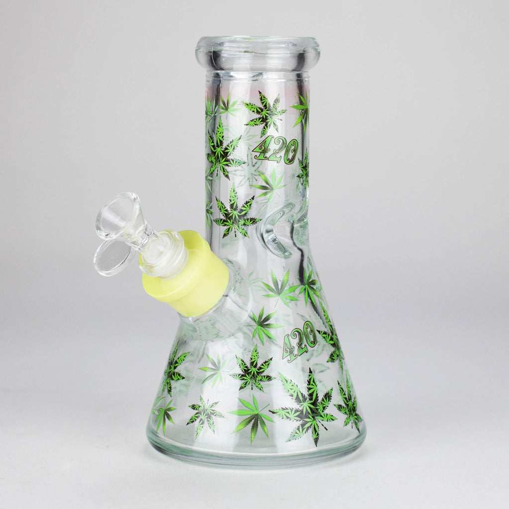 8" Soft glass beaker water bong [M08407]