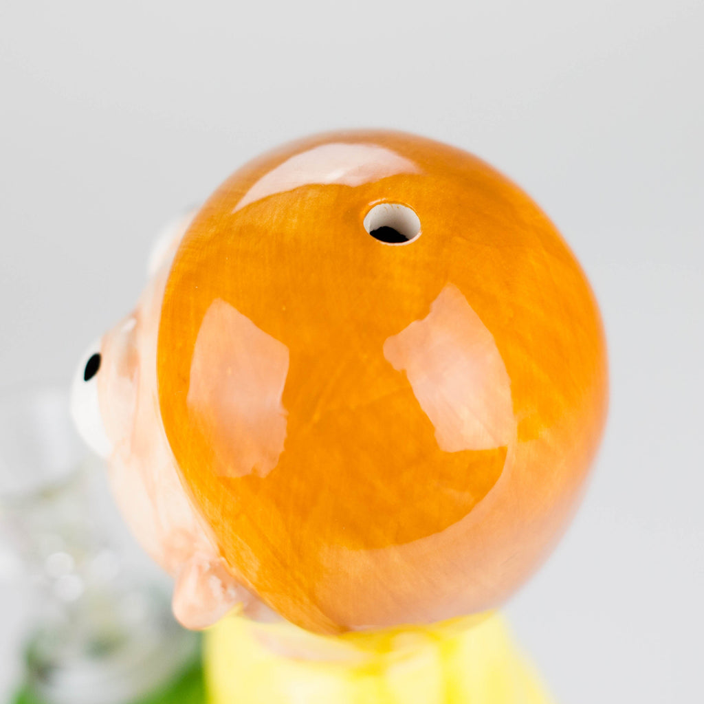 7.75″ Vintage Hippie Boy Ceramic Bong – Cartoon-Inspired Fun Design [ES085WP]