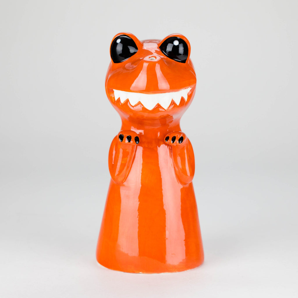 8" Vintage Red Dragon Ceramic Bong – Playful Mythical Creature Design[ES092WP]
