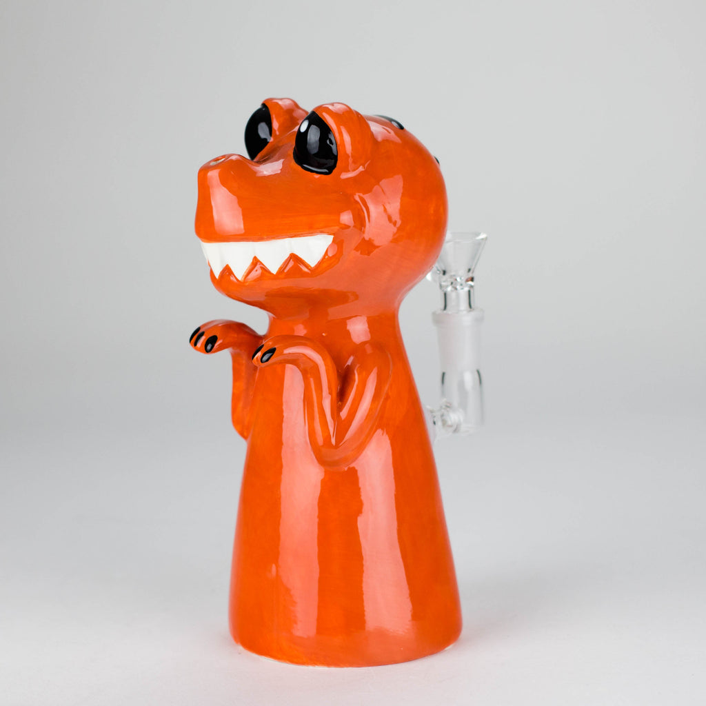 8" Vintage Red Dragon Ceramic Bong – Playful Mythical Creature Design[ES092WP]