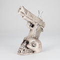 8" Skull Gun Ceramic Bong – Dark Art-Inspired Smoking Piece [ES090WP]