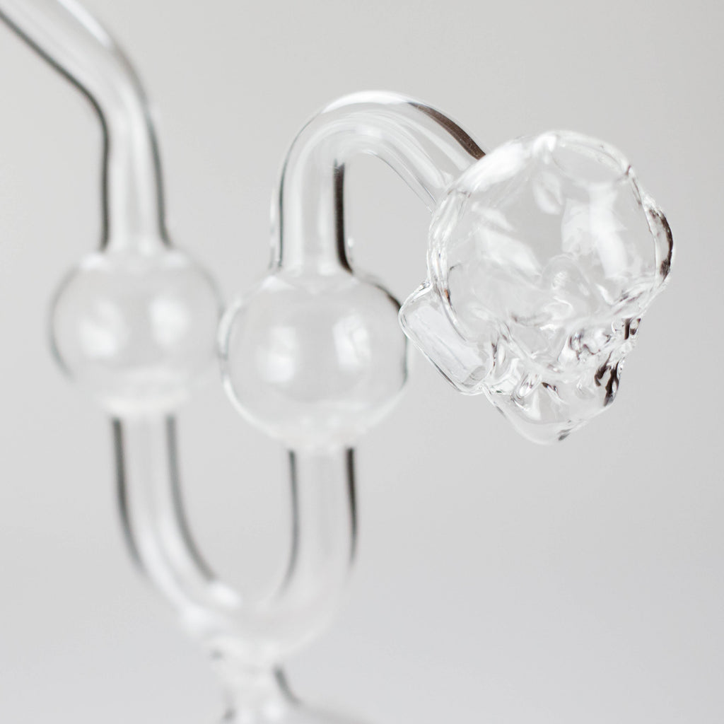Skull Bent Glass Oil Pipe – 6.5" Curved Clear Burner Pipe