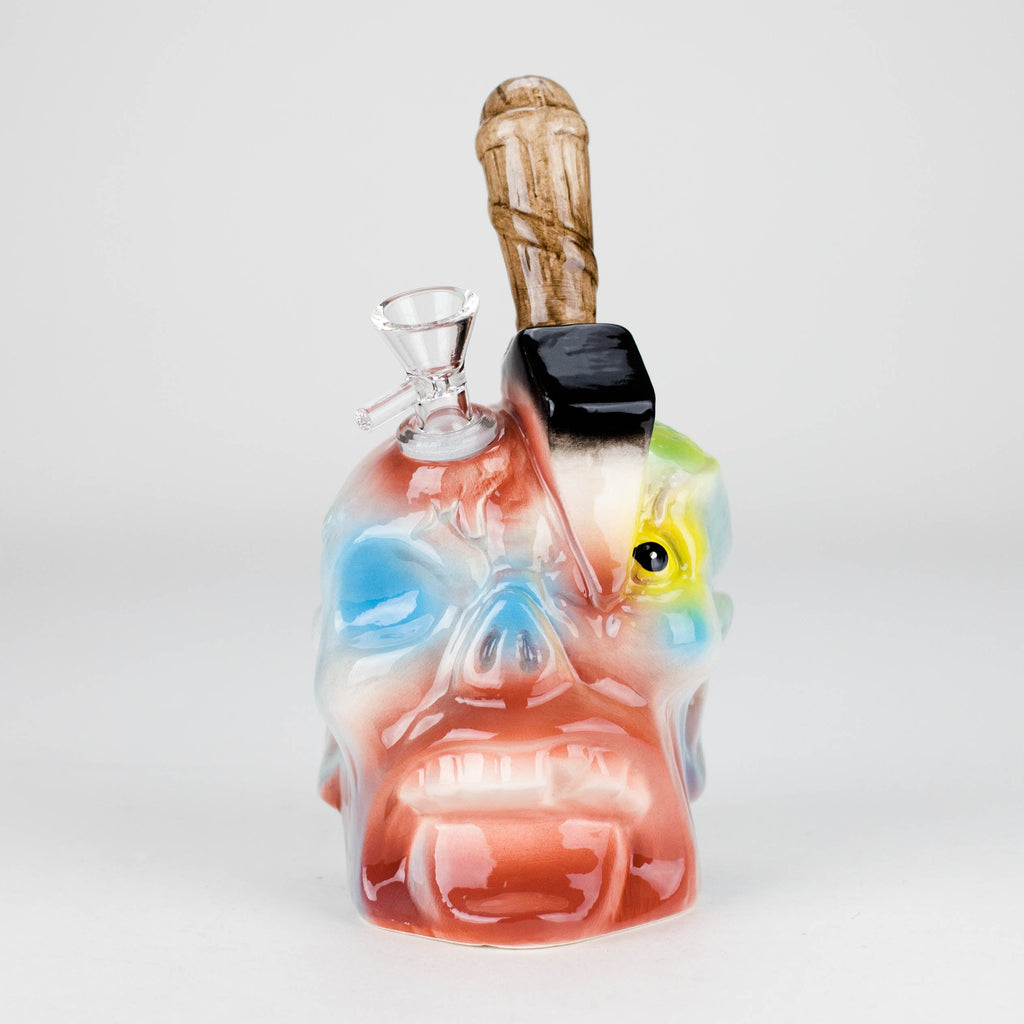 8" Vintage Dead Face Ceramic Bong – Horror-Inspired Smoking Art [ES094WP]