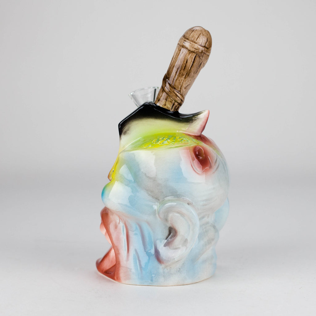 8" Vintage Dead Face Ceramic Bong – Horror-Inspired Smoking Art [ES094WP]