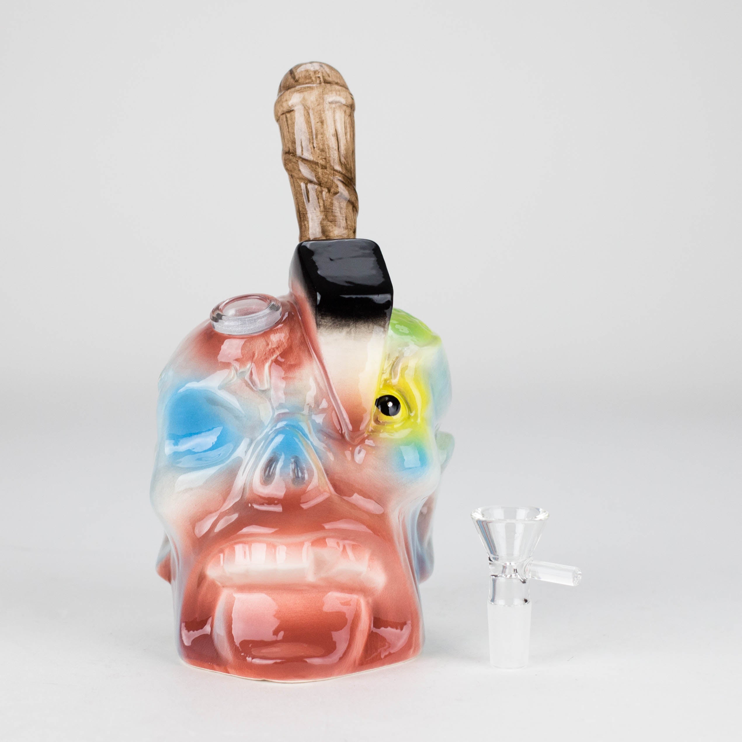8" Vintage Dead Face Ceramic Bong – Horror-Inspired Smoking Art [ES094WP]