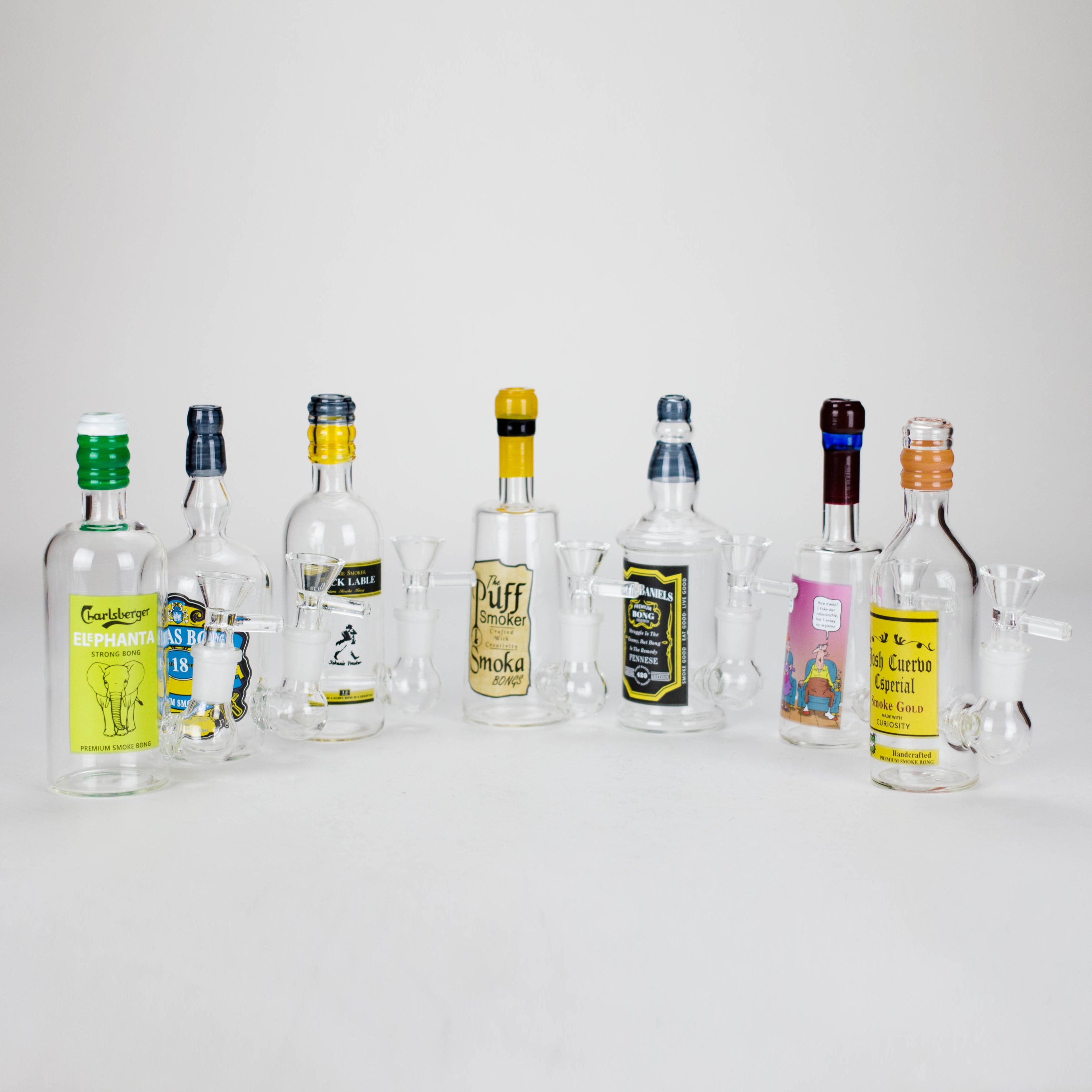 6″ Wine Bottle Design Glass Bong [G0923045]