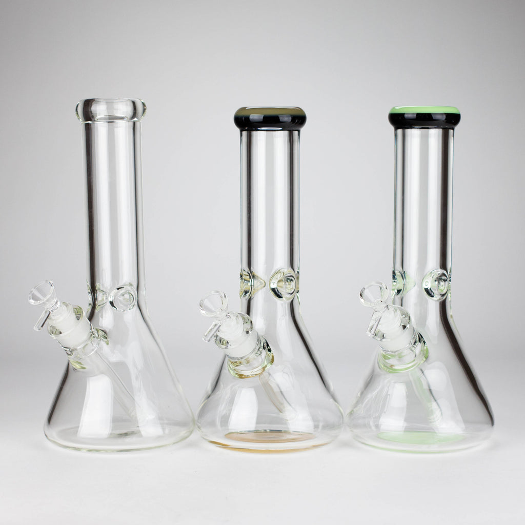 12" Classic Rim Beaker Bong – 9mm Thick Glass with 14mm Bowl Joint