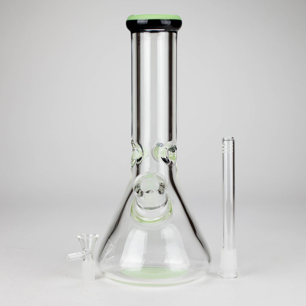 12" Classic Rim Beaker Bong – 9mm Thick Glass with 14mm Bowl Joint