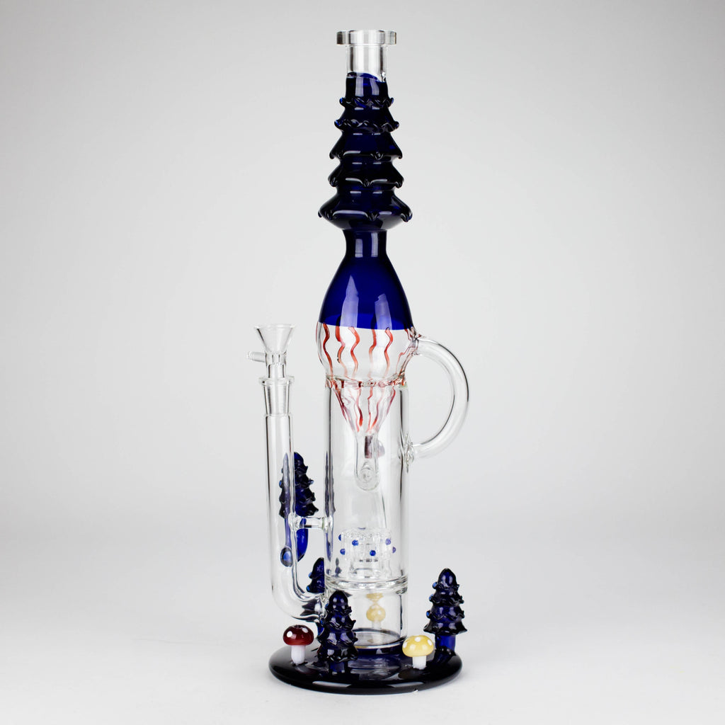 17" Enchanted Forest Glass Bong – Stemless Recycler with 14mm Bowl Joint