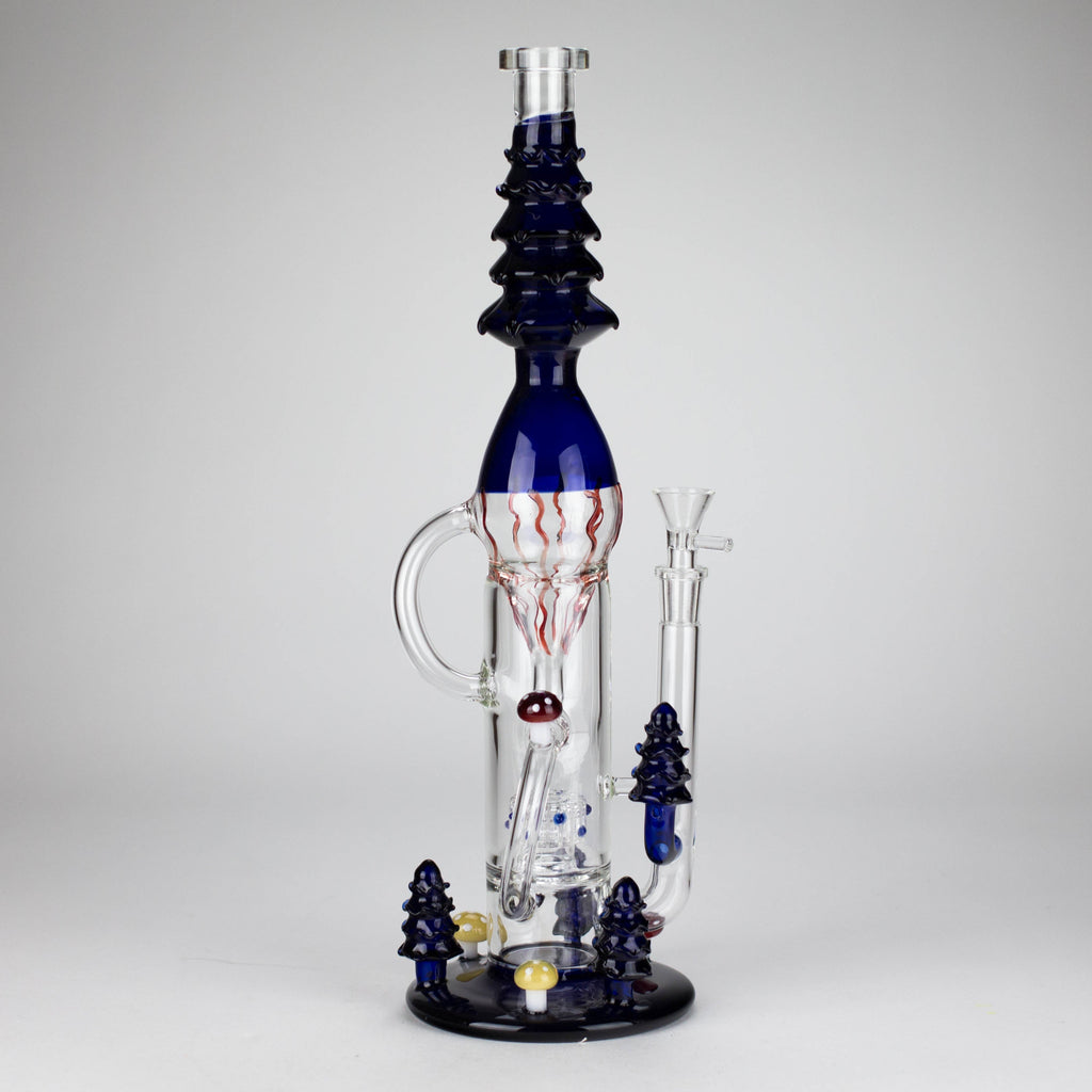 17" Enchanted Forest Glass Bong – Stemless Recycler with 14mm Bowl Joint