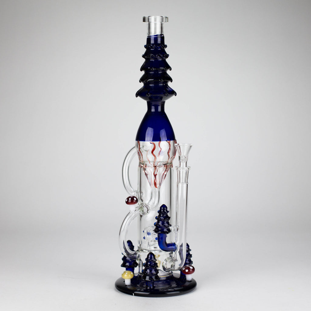 17" Enchanted Forest Glass Bong – Stemless Recycler with 14mm Bowl Joint