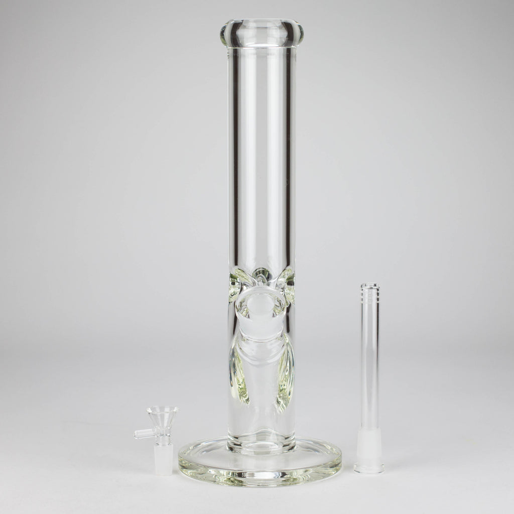 15" Cylindrical Clear Glass Water Pipe – 7mm Thick with Ice Catcher Straight Tube Bong with Wide Base & Deep Bowl