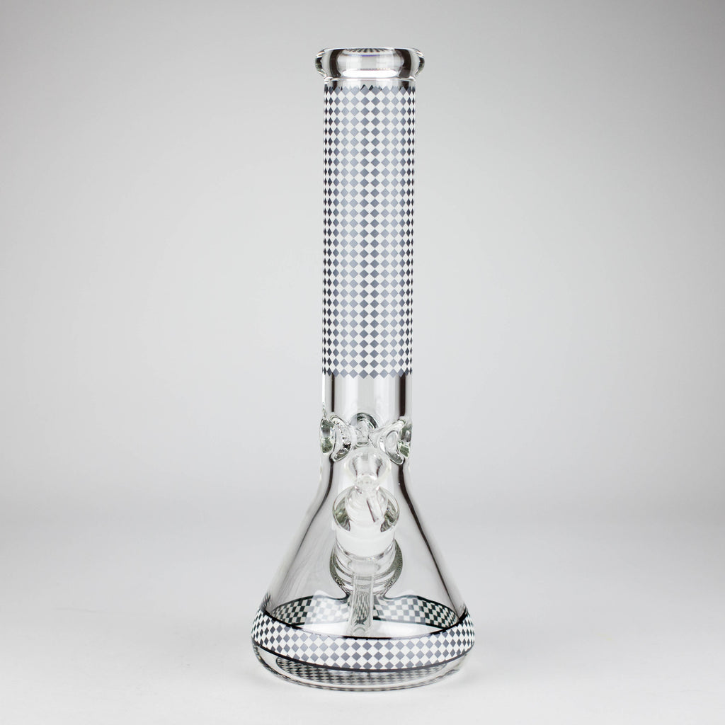 15" Grid Pattern Beaker Bong – Glow in the Dark