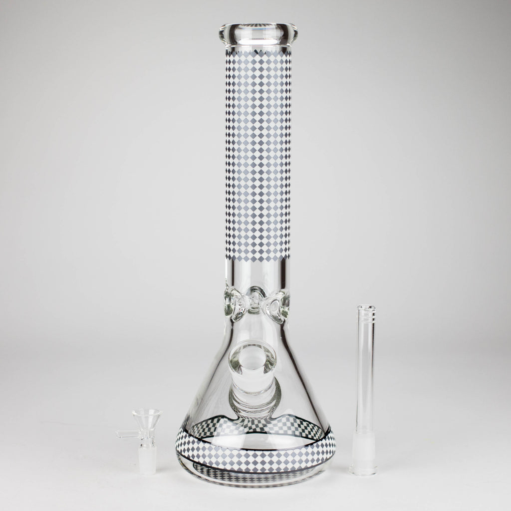15" Grid Pattern Beaker Bong – Glow in the Dark