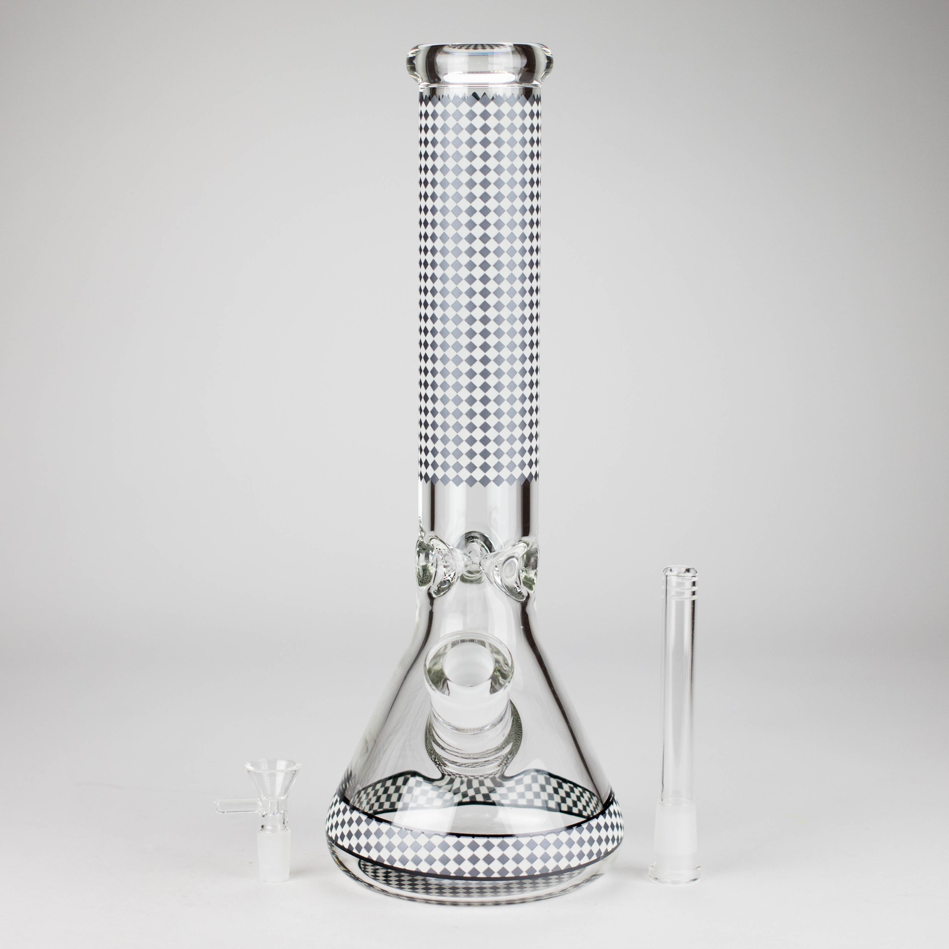 15" Grid Pattern Beaker Bong – Glow in the Dark