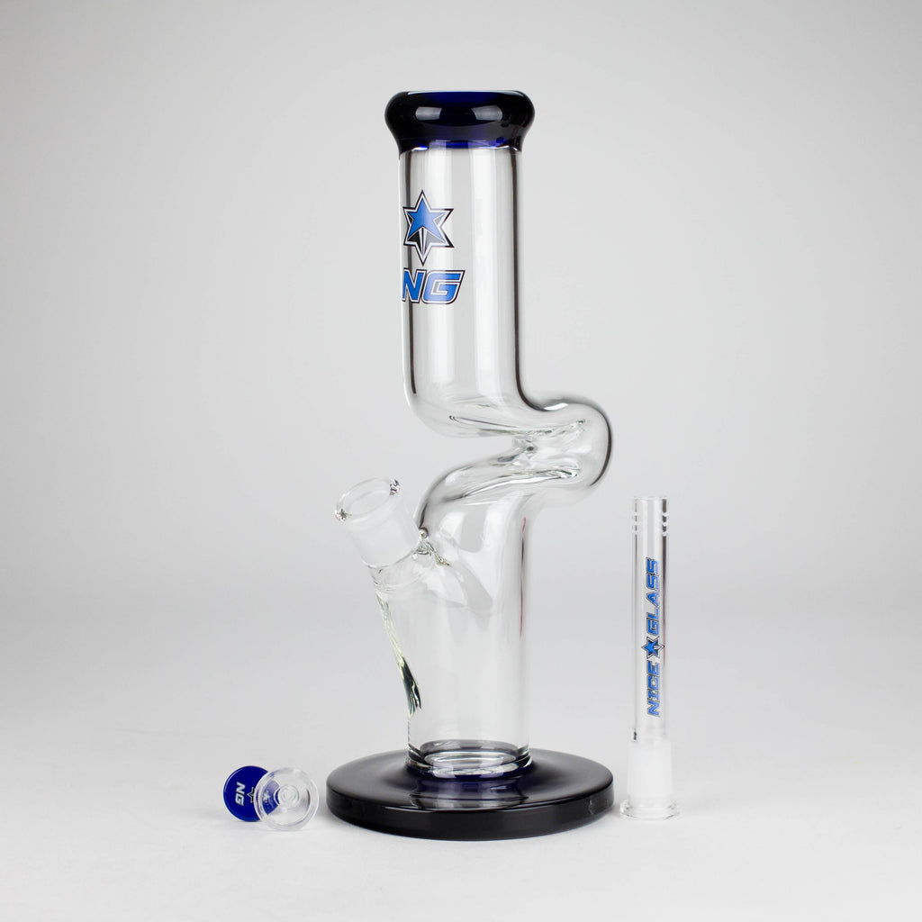 NG | 12" Zong Straight Bong – Colored Base & Slitted Downstem [G1103]