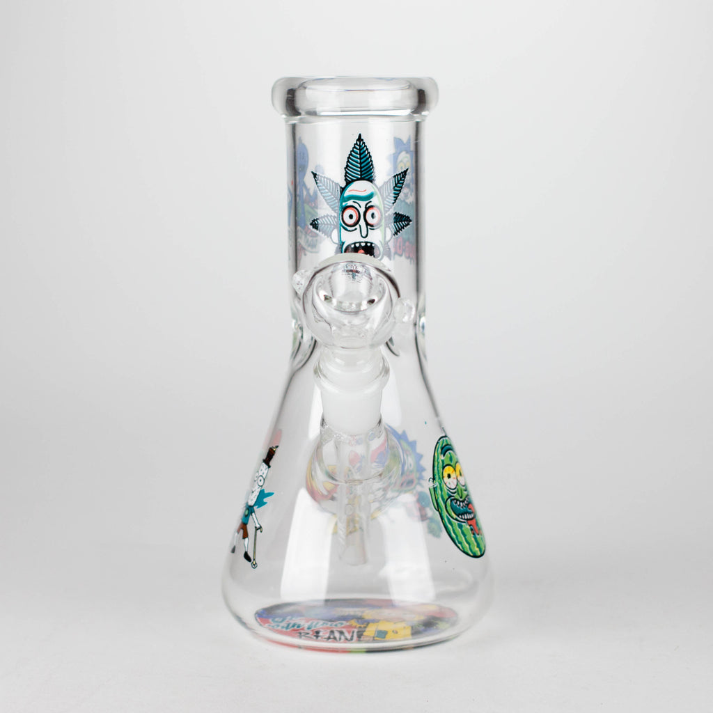 8" R&M Cartoon Beaker Glass Bong | 14mm Bowl Joint