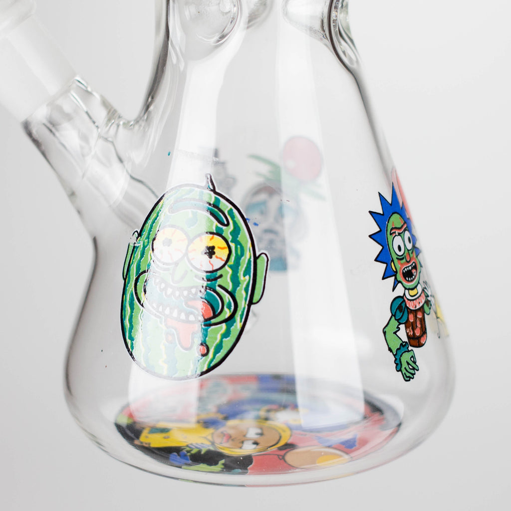 8" R&M Cartoon Beaker Glass Bong | 14mm Bowl Joint
