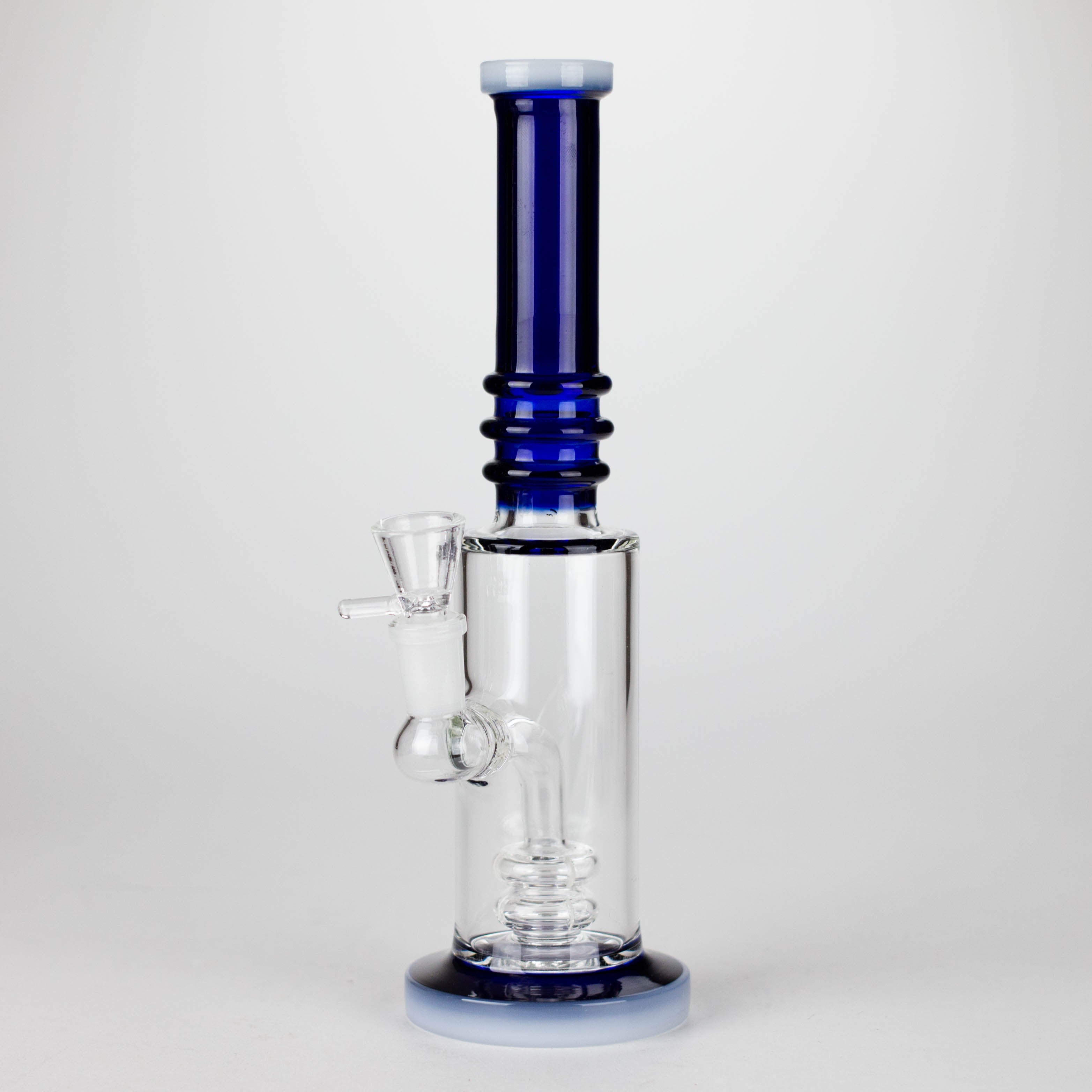 11" Colour Tube Glass Bong with Water Diffuser | 14mm Bowl Joint | Stemless Design