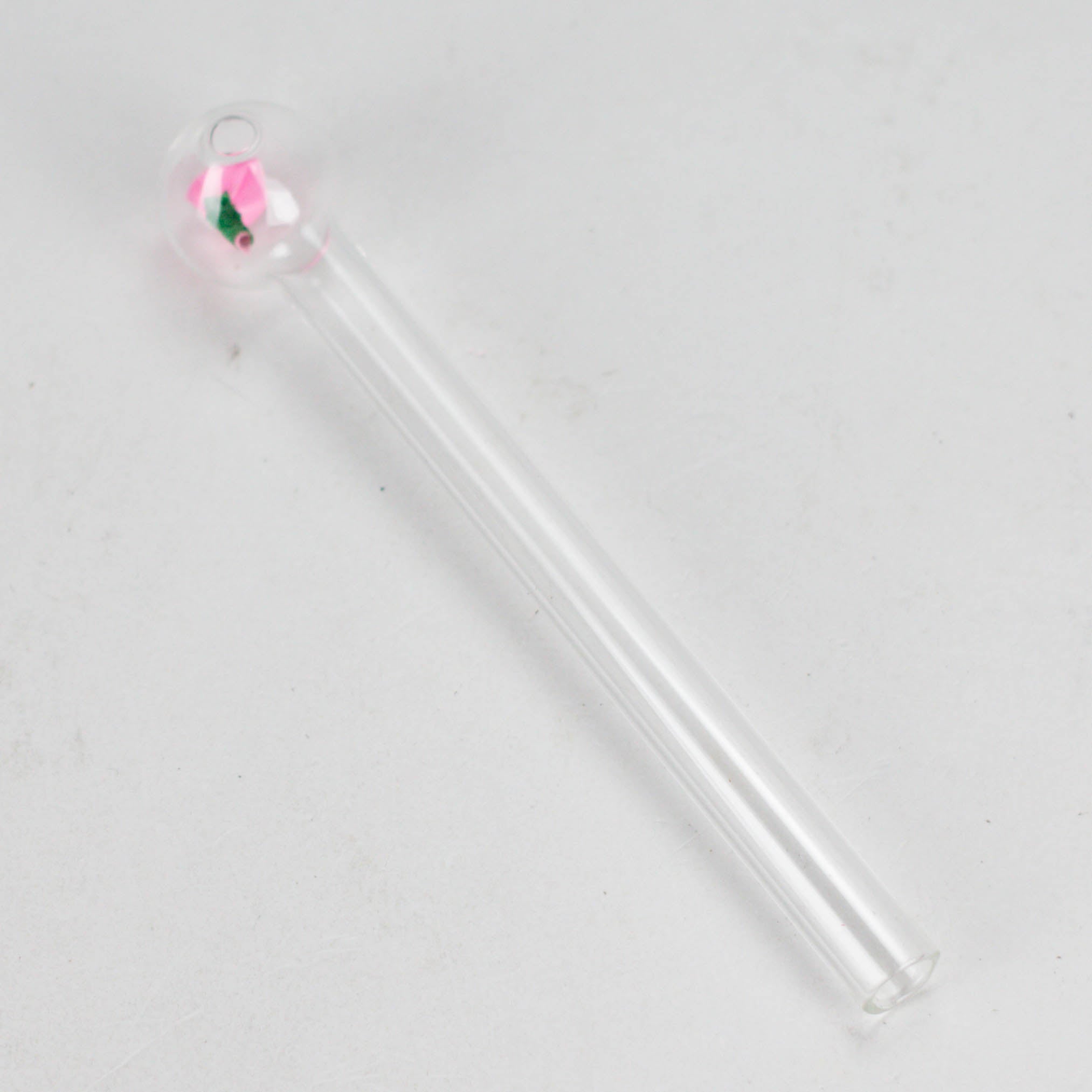 6" Clear Rose Oil Burner Pipe – Durable Glass – 4 Pack