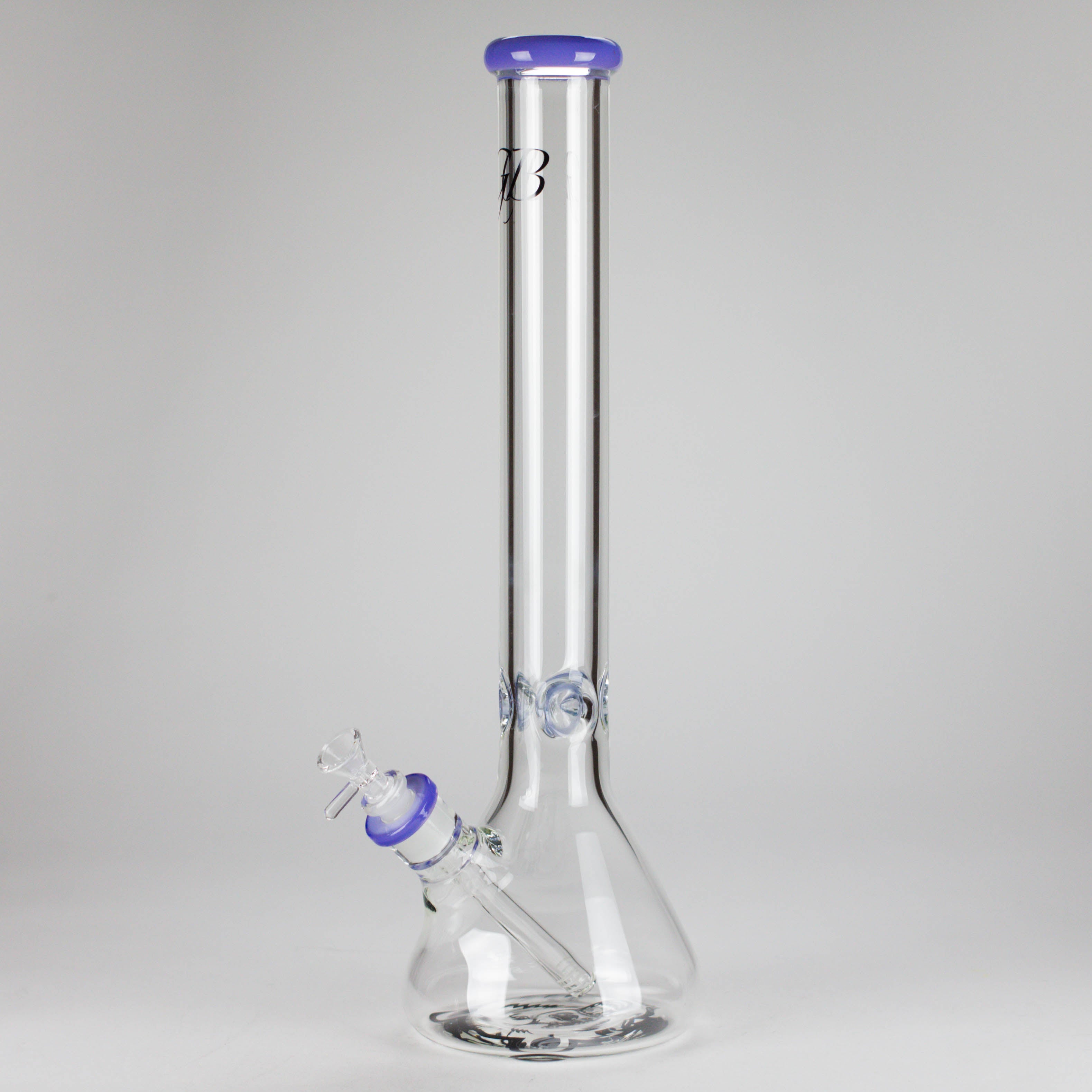GB | 17" Tall Color Accented Beaker Bong – Slim Straight Tube with Downstem and Bowl