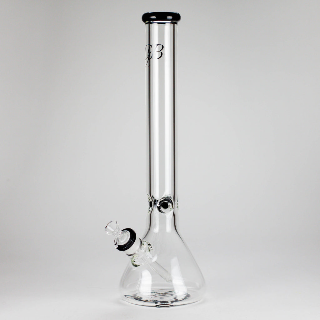 GB | 17" Tall Color Accented Beaker Bong – Slim Straight Tube with Downstem and Bowl
