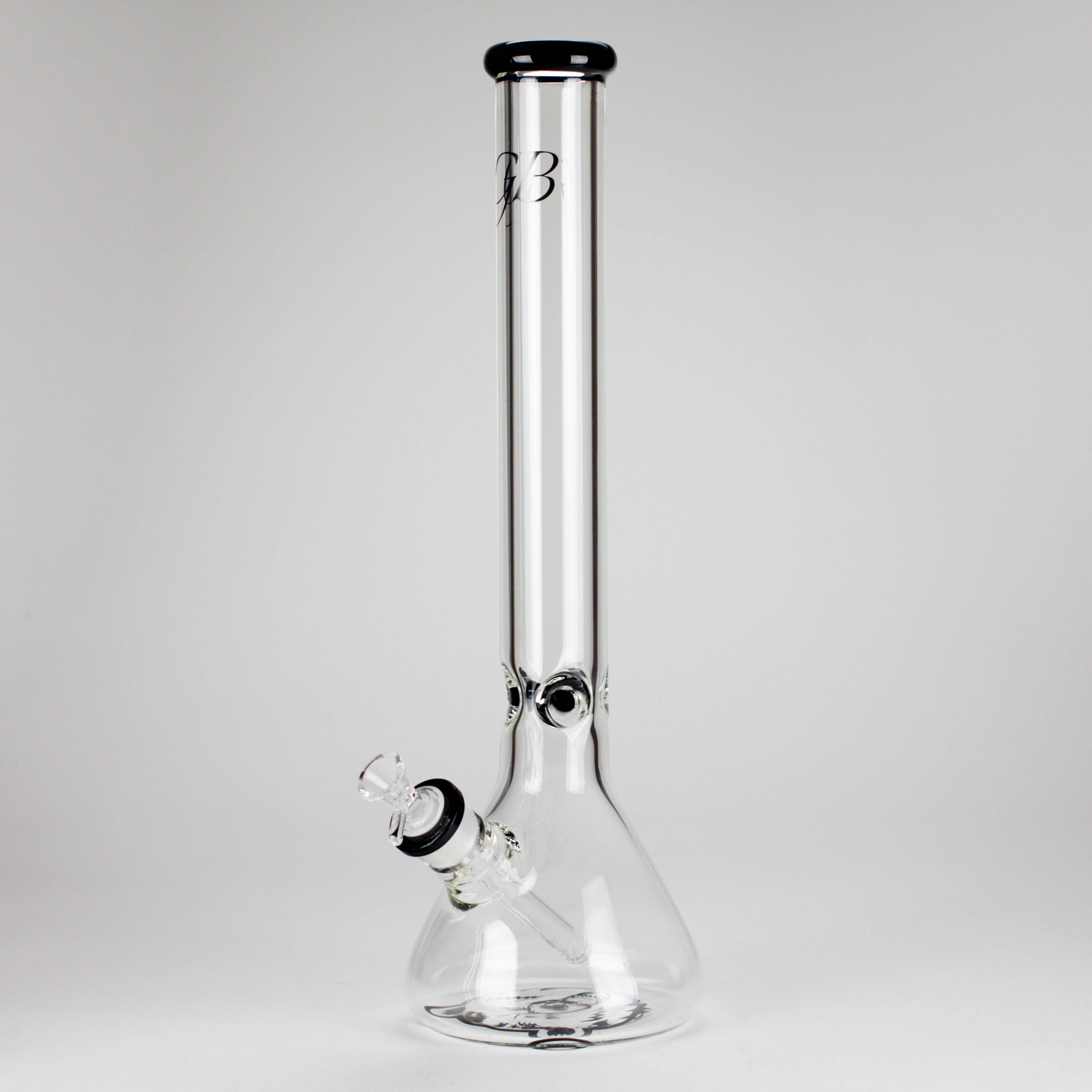 GB | 17" Tall Color Accented Beaker Bong – Slim Straight Tube with Downstem and Bowl