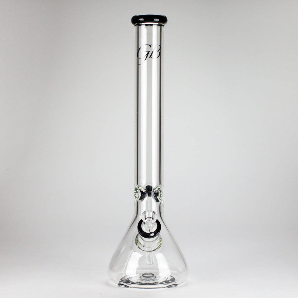 GB | 17" Tall Color Accented Beaker Bong – Slim Straight Tube with Downstem and Bowl
