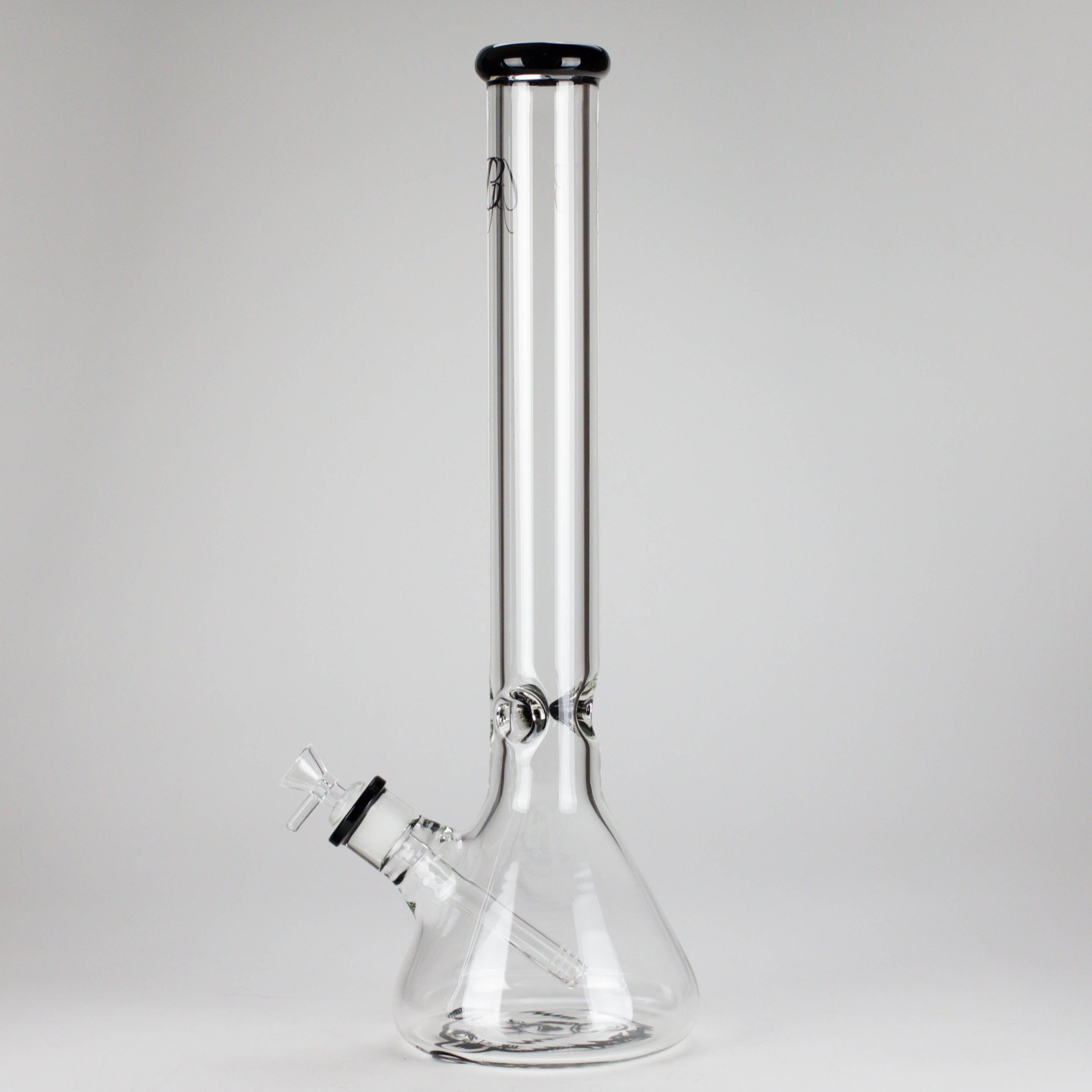 GB | 17" Tall Color Accented Beaker Bong – Slim Straight Tube with Downstem and Bowl