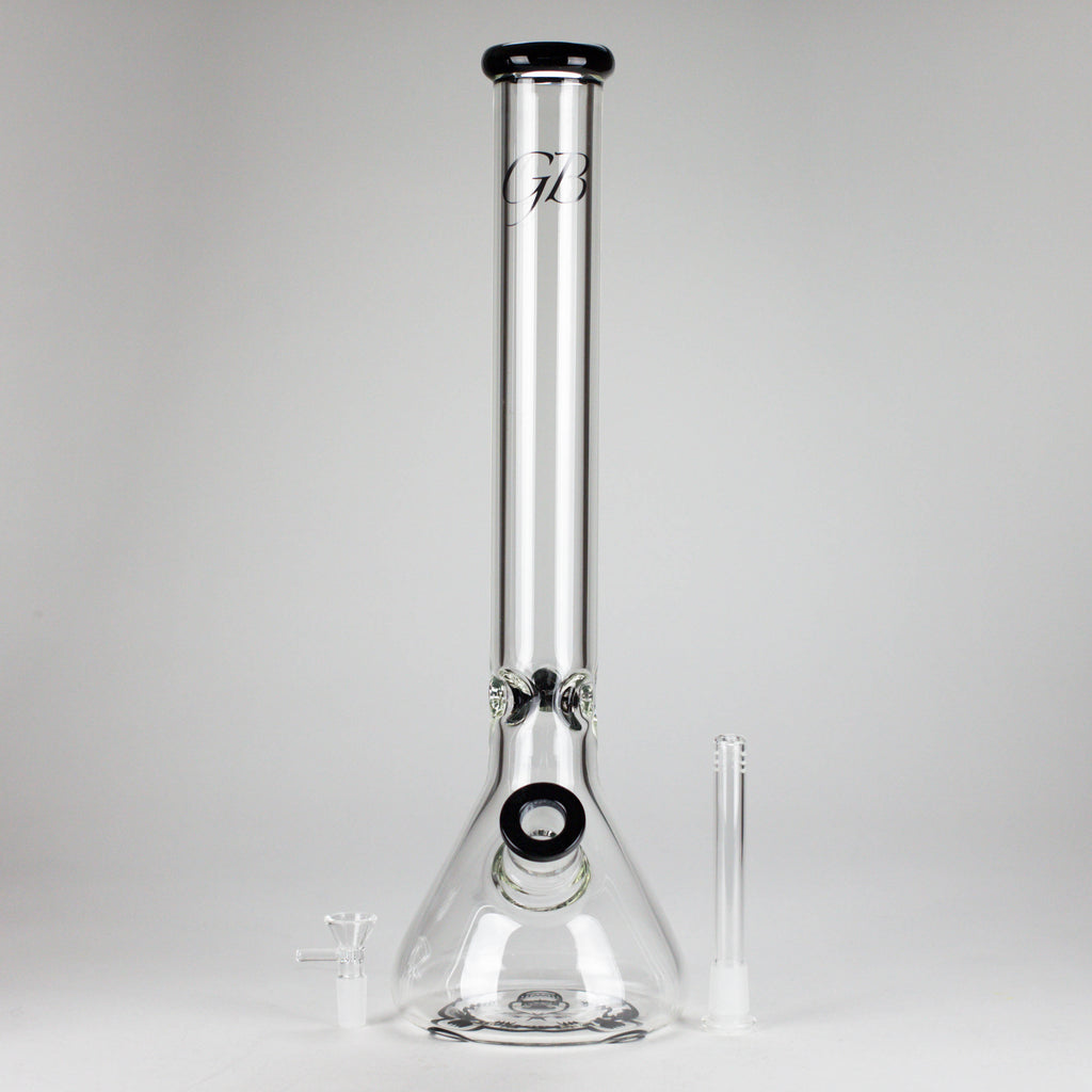 GB | 17" Tall Color Accented Beaker Bong – Slim Straight Tube with Downstem and Bowl