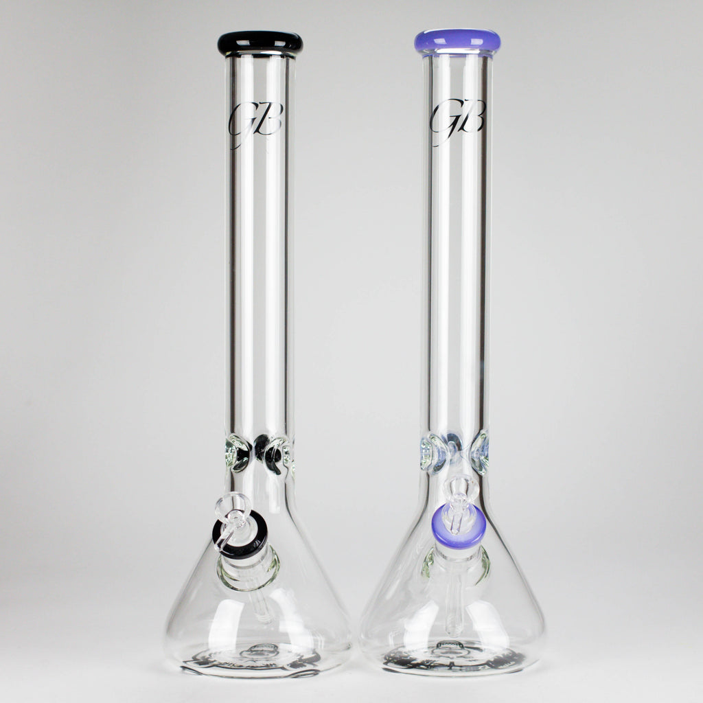 GB | 17" Tall Color Accented Beaker Bong – Slim Straight Tube with Downstem and Bowl