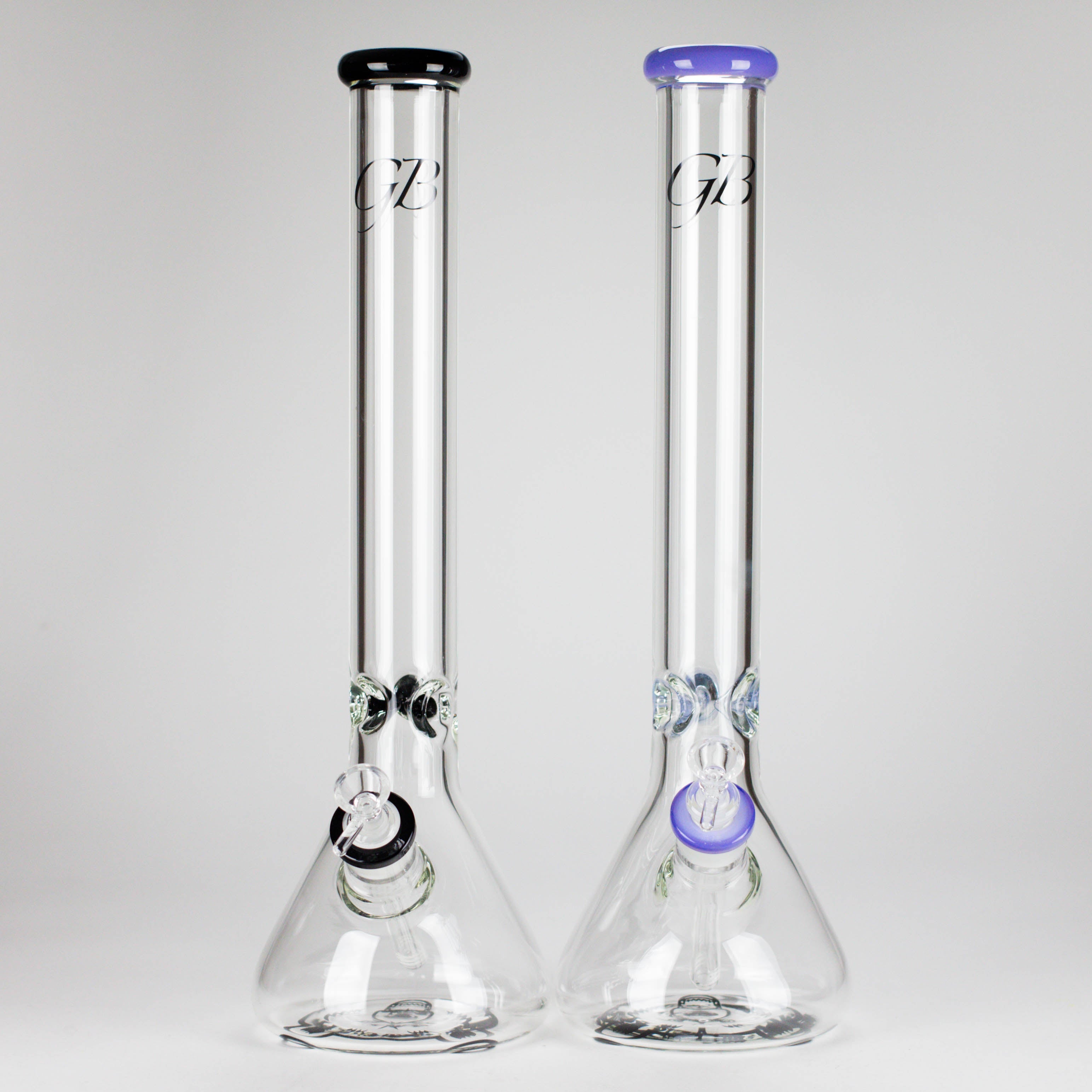 GB | 17" Tall Color Accented Beaker Bong – Slim Straight Tube with Downstem and Bowl