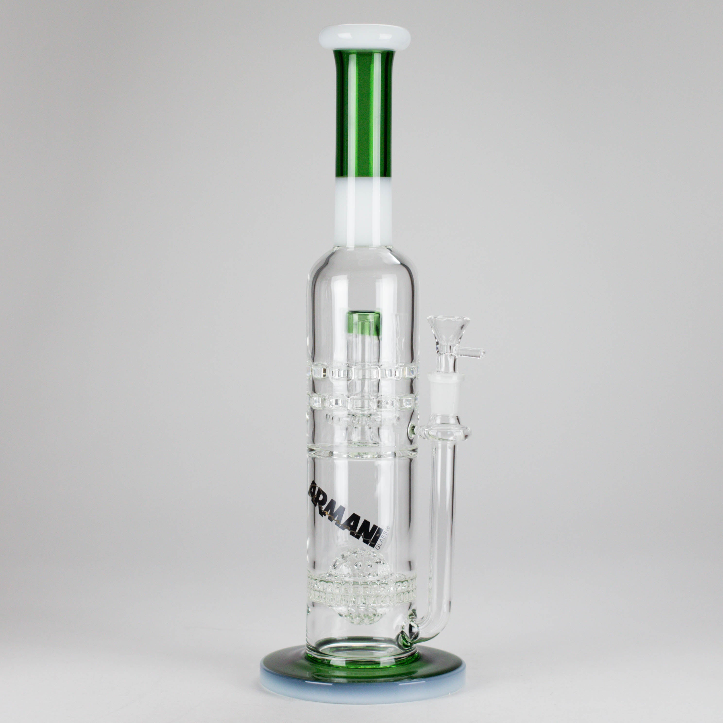 Armani Glass | 16" Double Percolator Bong – Premium Dual-Chamber Water Pipe