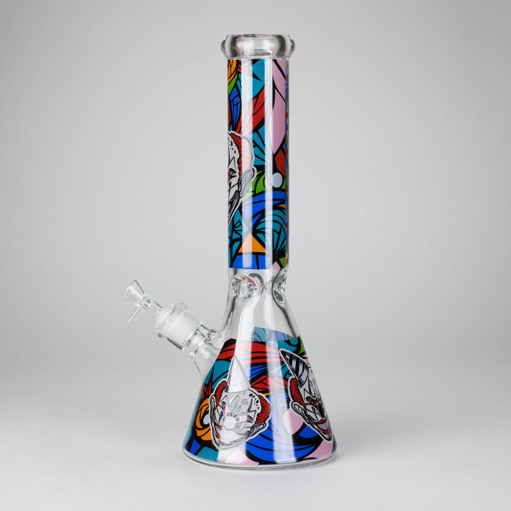 13.5" PsyClown Glass Bong – 7mm Thick Glass, Bold Psychedelic Clown Design