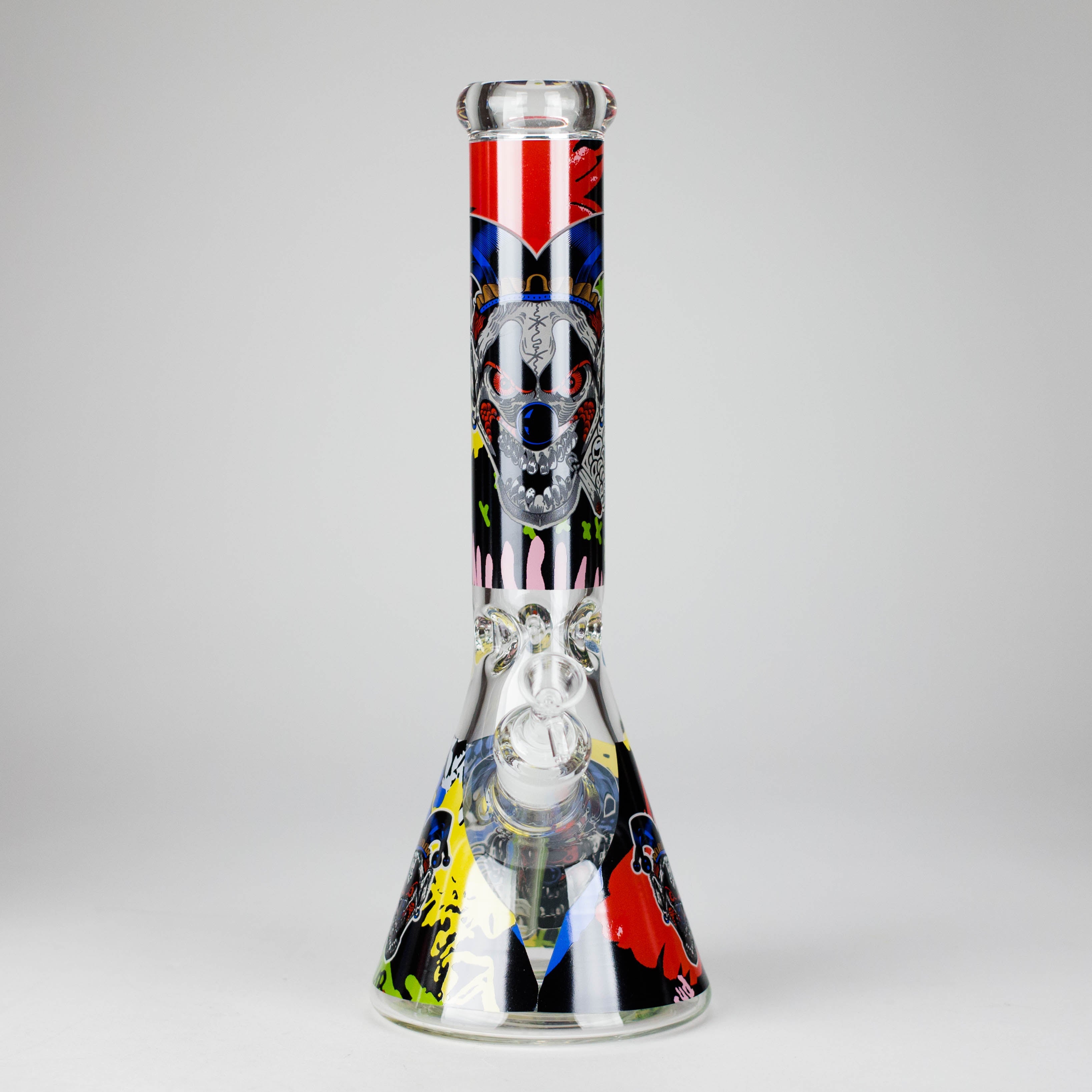 13.5" PsyClown Glass Bong – 7mm Thick Glass, Bold Psychedelic Clown Design