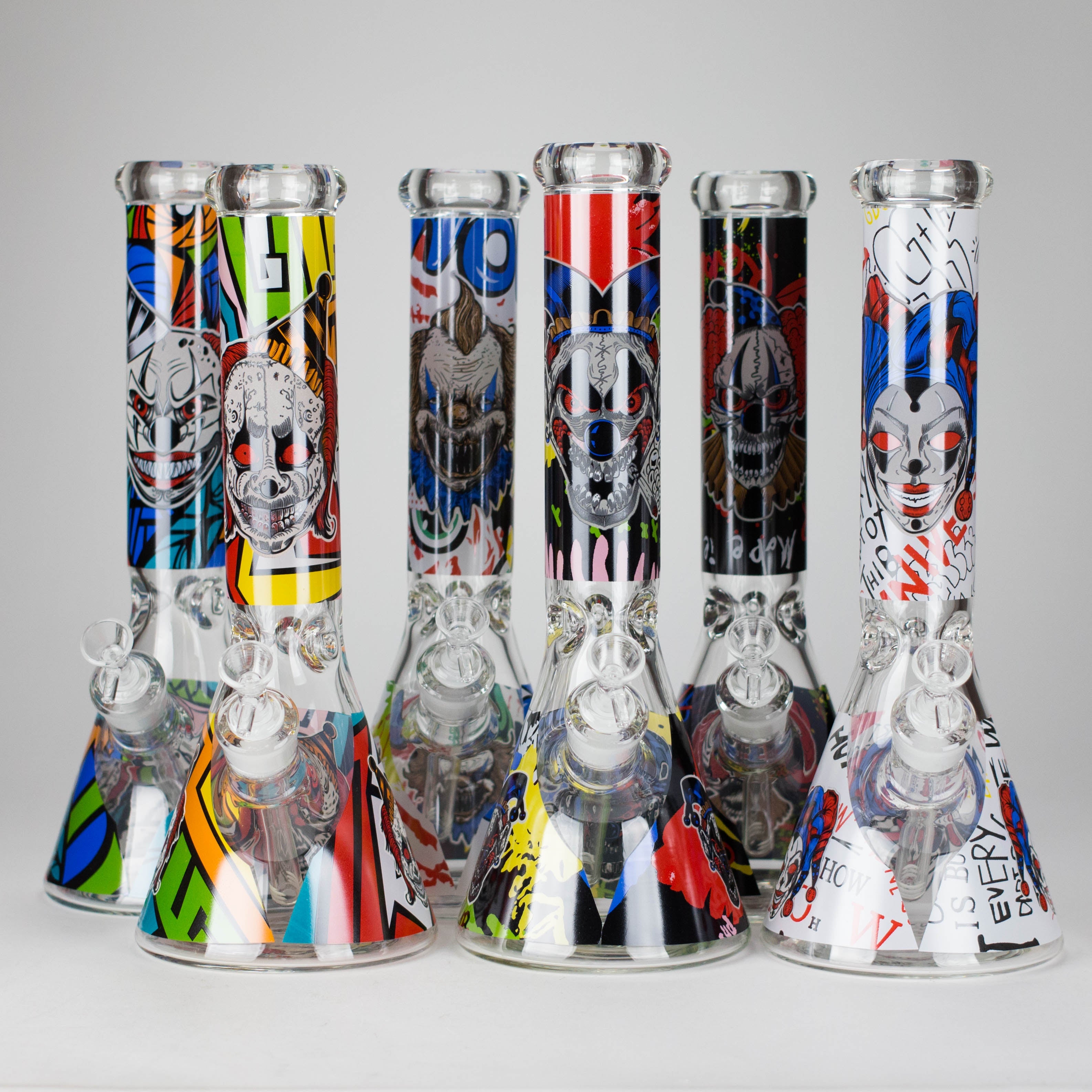 13.5" PsyClown Glass Bong – 7mm Thick Glass, Bold Psychedelic Clown Design