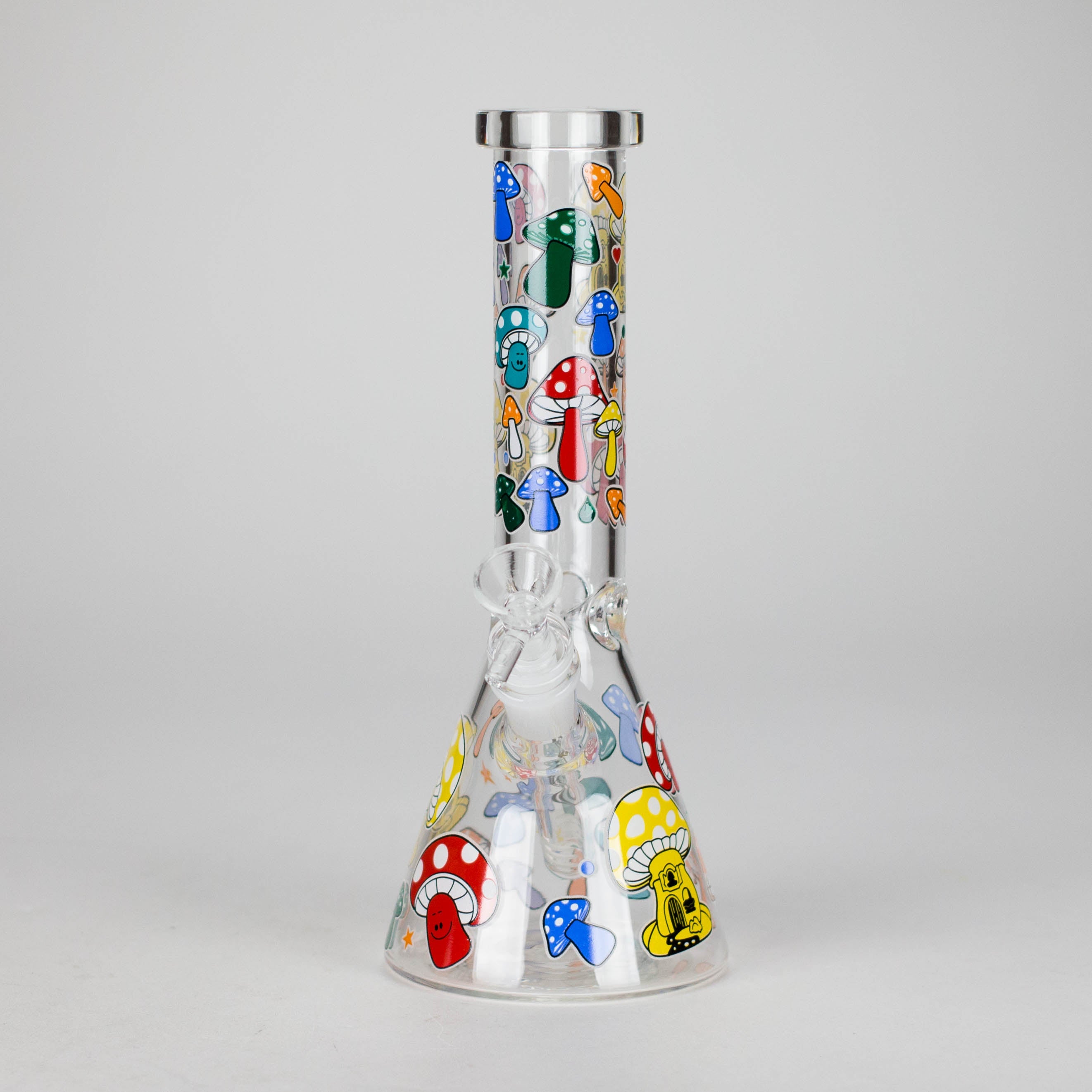 10" GlowShroom Glass Bong – 5mm Thick Glass, Glow-in-the-Dark Mushroom Design