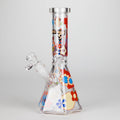 Cheech & Chong® Glass | 10" Tall Clear Power To The Flower Hex Beaker Base Water Pipe