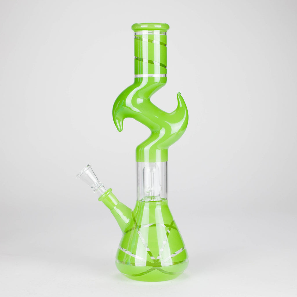 12" Zic-Zac Glass Water Pipe with Dome Percolator | Assorted Colors