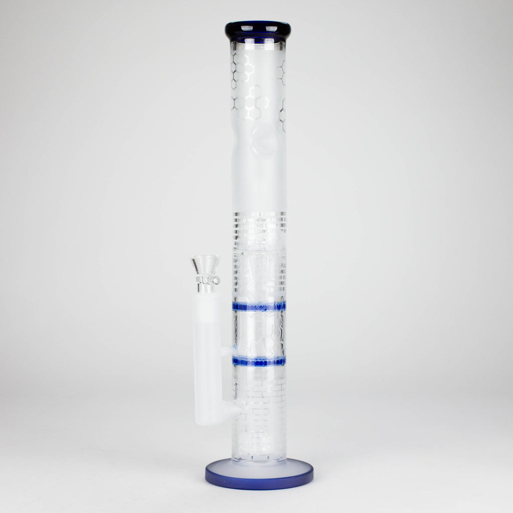 16.5" Straight Frosted Glass Bong with Dual Honeycomb Diffuser – Stemless Design