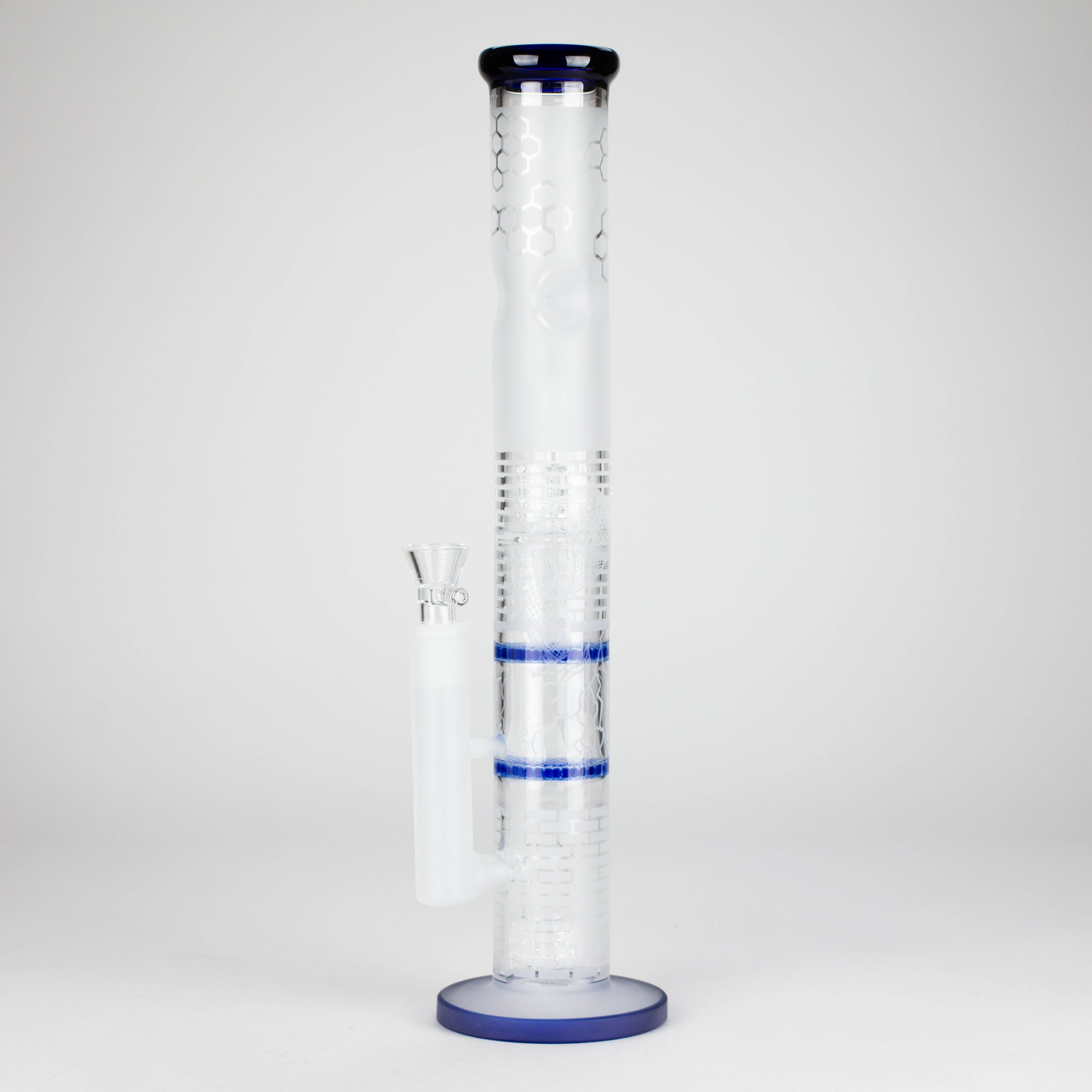 16.5" Straight Frosted Glass Bong with Dual Honeycomb Diffuser – Stemless Design