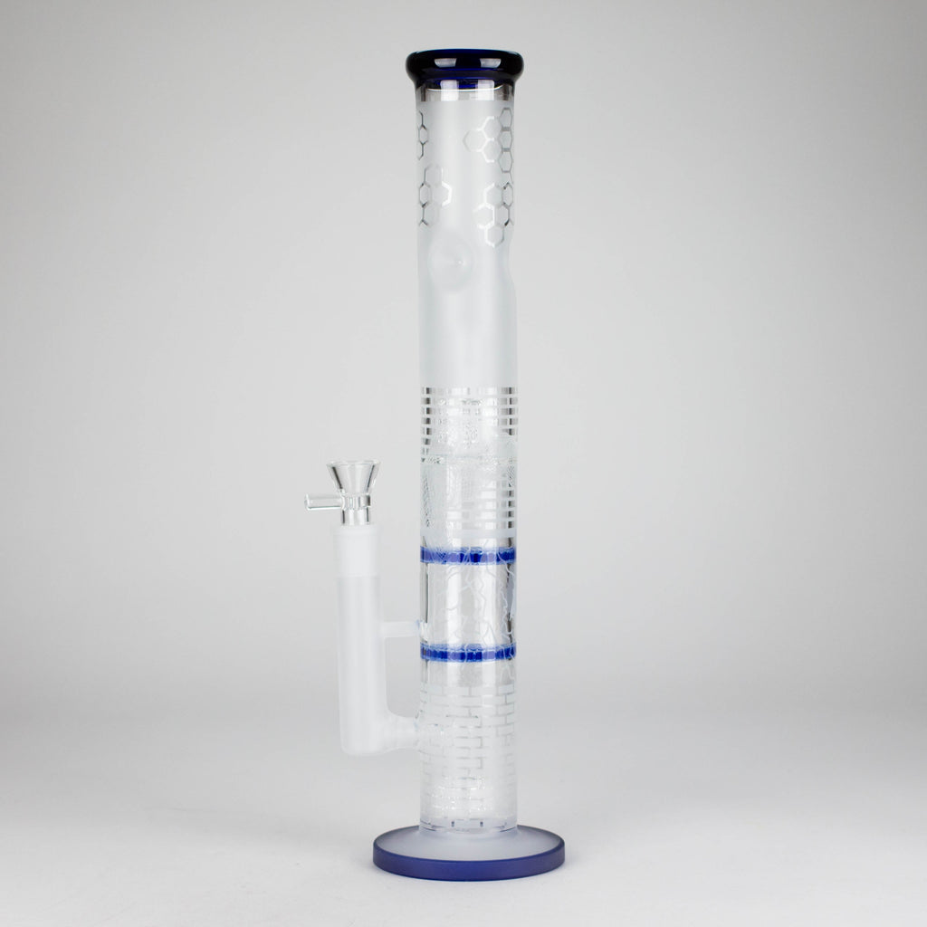 16.5" Straight Frosted Glass Bong with Dual Honeycomb Diffuser – Stemless Design