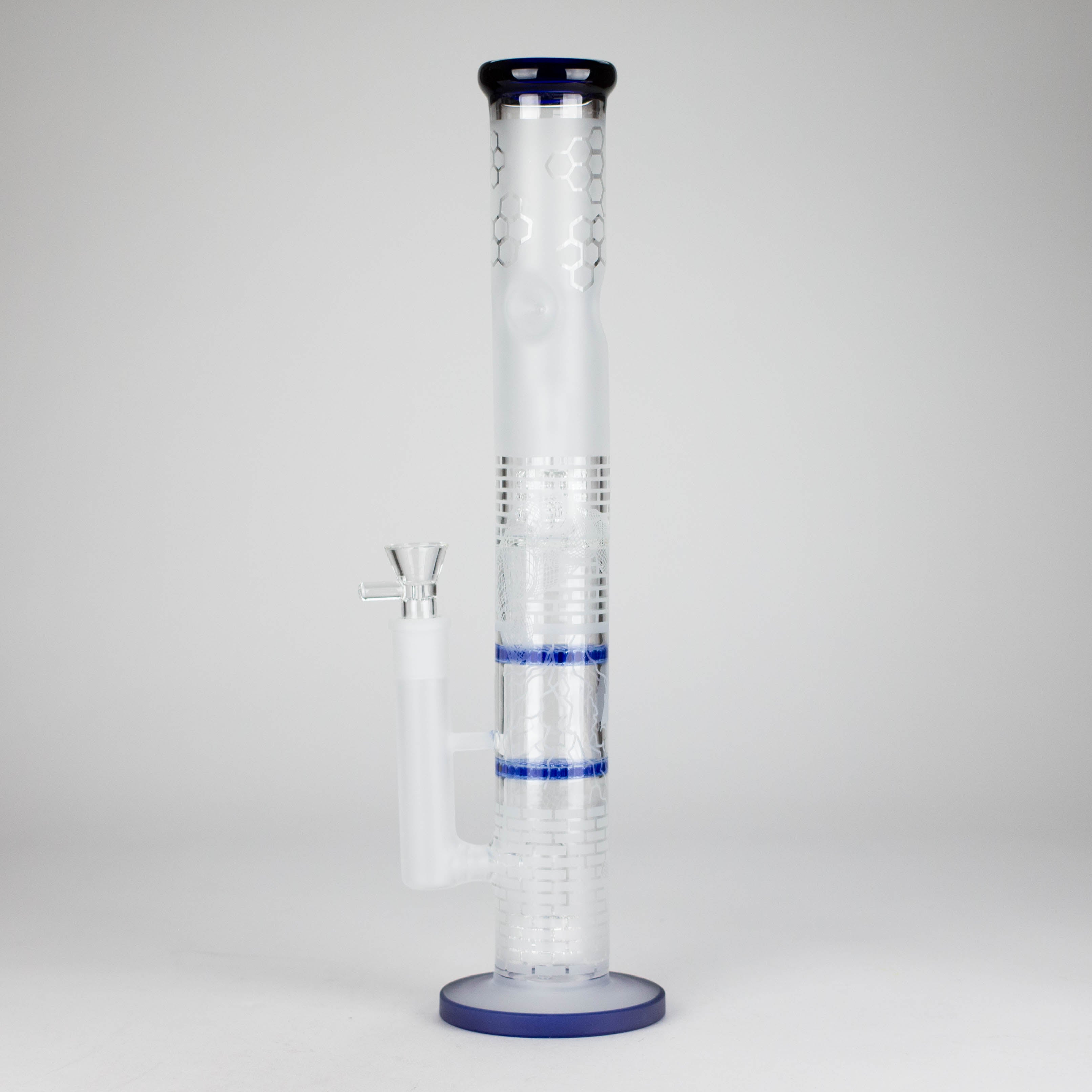 16.5" Straight Frosted Glass Bong with Dual Honeycomb Diffuser – Stemless Design