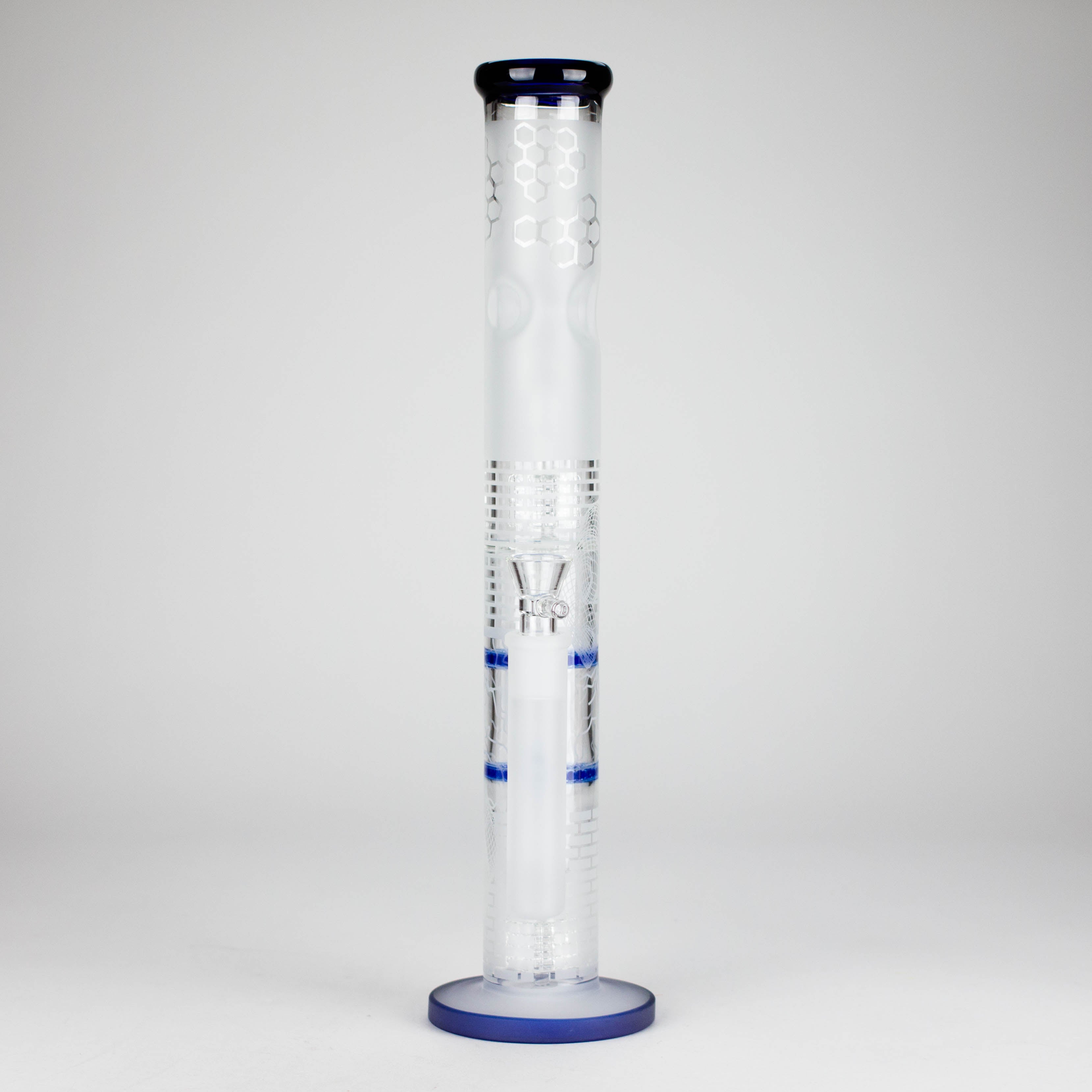 16.5" Straight Frosted Glass Bong with Dual Honeycomb Diffuser – Stemless Design