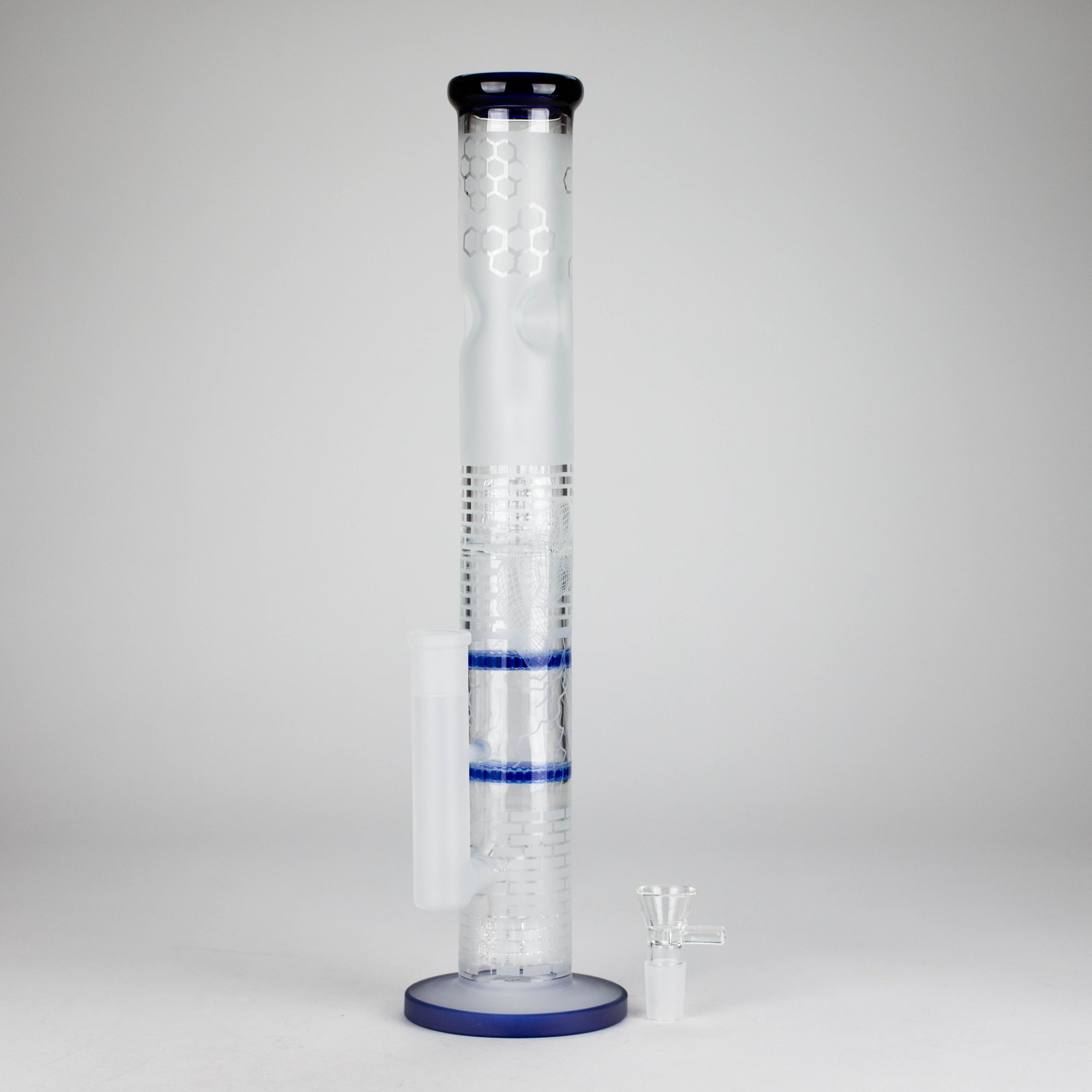 16.5" Straight Frosted Glass Bong with Dual Honeycomb Diffuser – Stemless Design