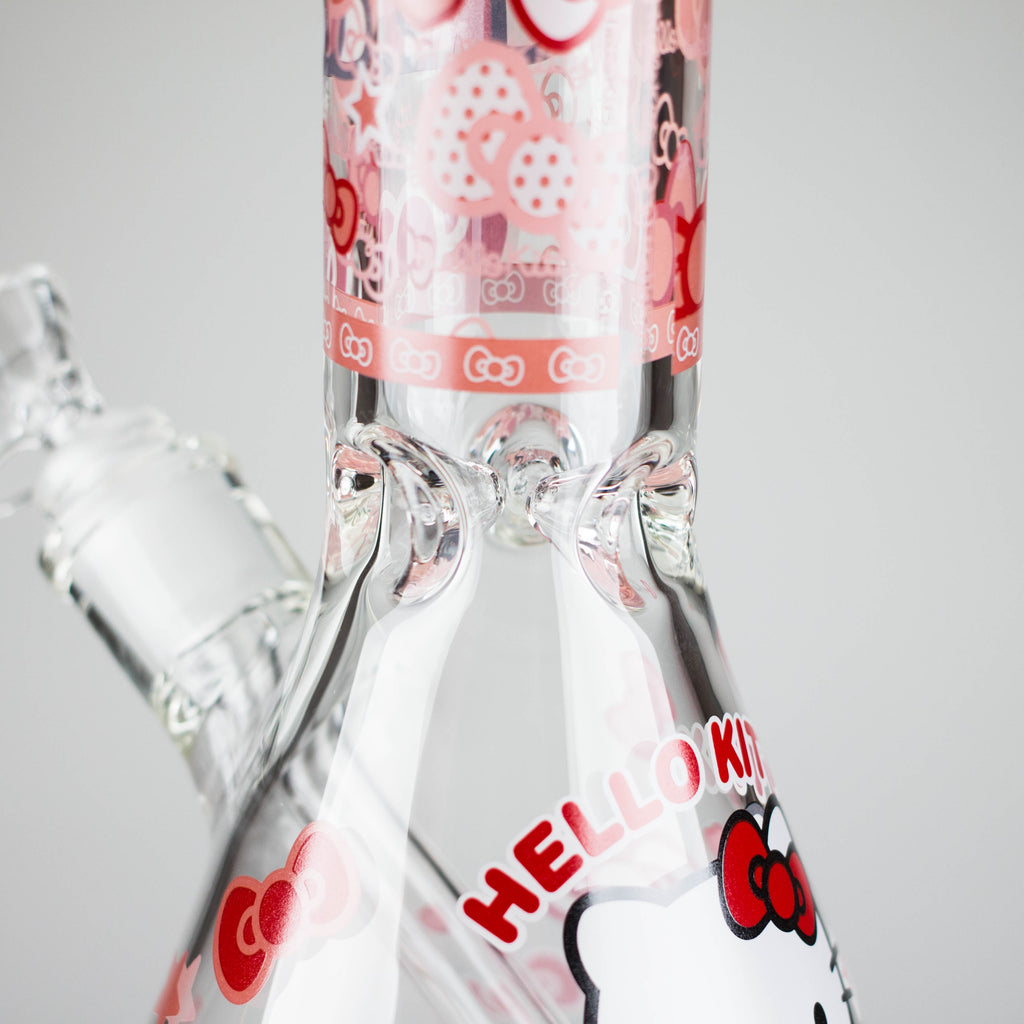 14" 7mm Glass Beaker Bong with Kitty Design and Ice Catcher